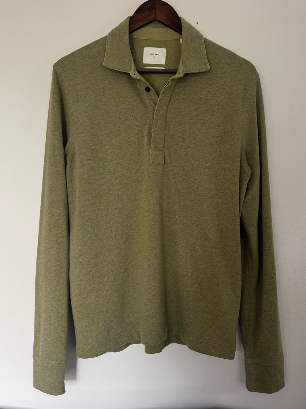 Billy Reid Olive Green Long-Sleeve Polo